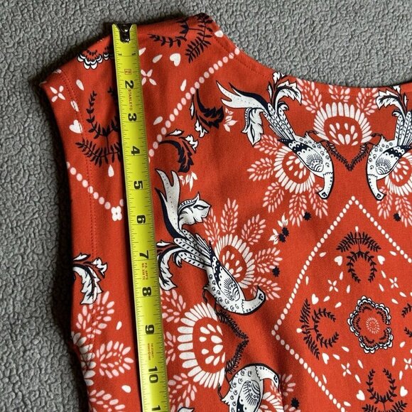 Talbots Dress Womens Medium Red Bandana Print Peacock Bodycon Sheath Colorful - Picture 10 of 13
